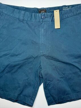 J.Crew Flex Chino Shorts Men’s 34 Blue 9” Inseam Cotton Stretch Flat Front